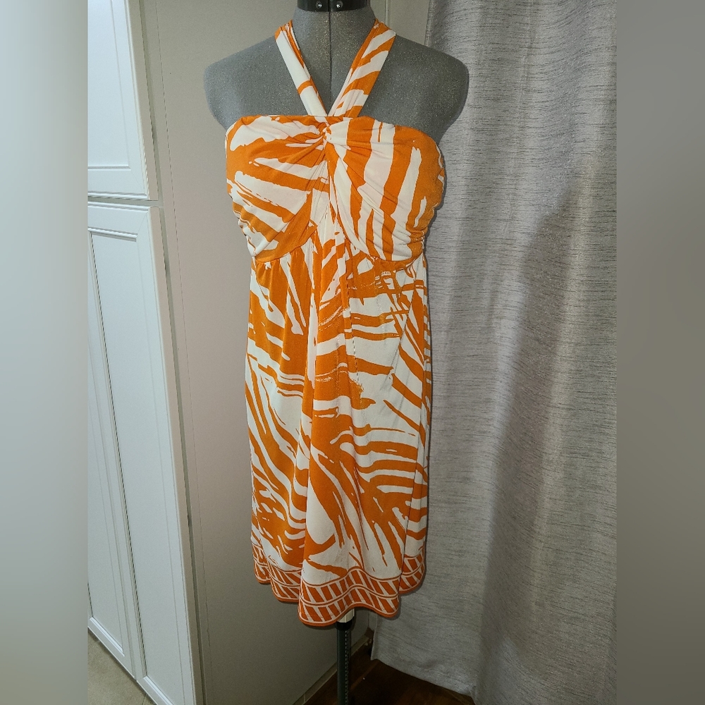 White and orange summer dress